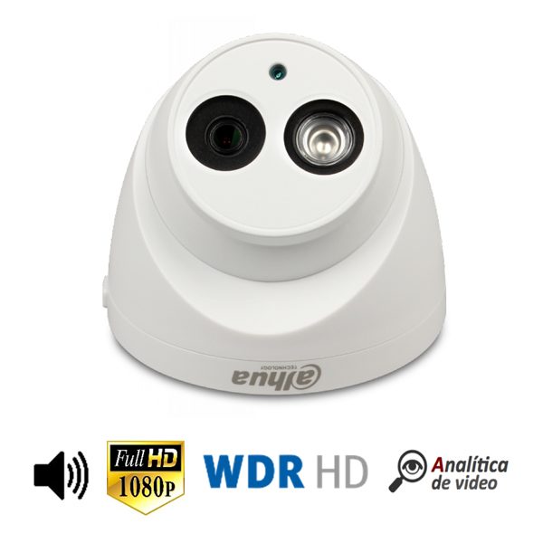 DOMO EXTERIOR | EXMOR 1/2.7" ICR | 2.0 MP | 1080P | IR: 50m | IP67 | PoE | AUDIO - DH-IPC-HDW4221EN-AS